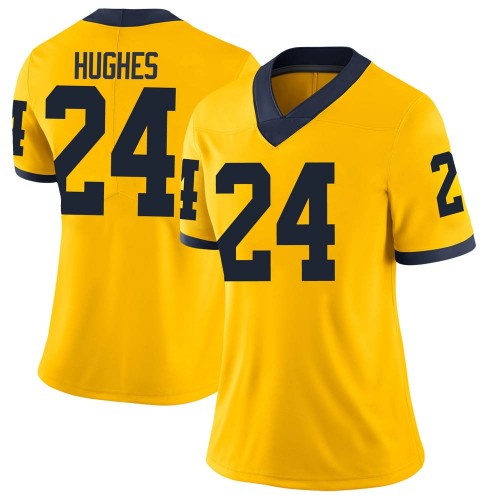 Danny Hughes Michigan Wolverines Women's NCAA #24 Maize Limited Brand Jordan College Stitched Football Jersey WQU1654UJ